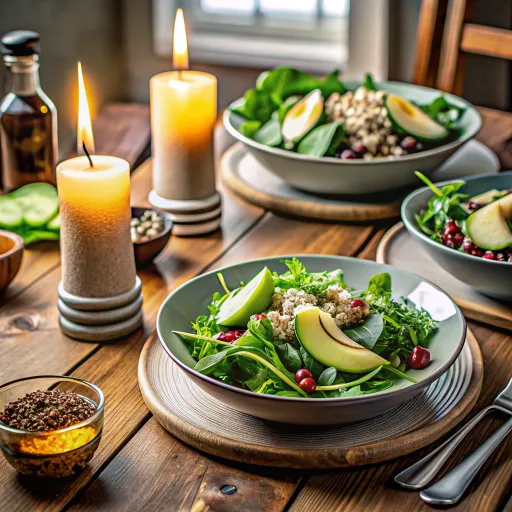 สลัดร็อคโคล่ากับอโวคาโดและเมล็ดควินัว